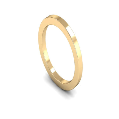 14ct Yellow Gold Flat Wedding Ring 2mm - Heavy Weight