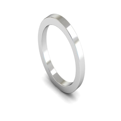 9ct White Gold Flat Wedding Ring 2.5mm - Heavy Weight