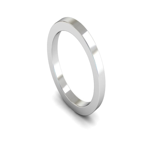 9ct White Gold Flat Wedding Ring 2.5mm - Heavy Weight