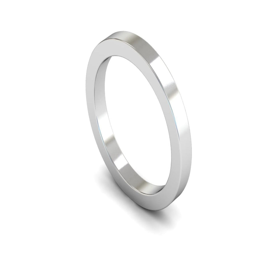 14ct White Gold Flat Wedding Ring 2.5mm - Heavy Weight