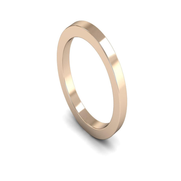 14ct Rose Gold Flat Wedding Ring 2.5mm - Heavy Weight