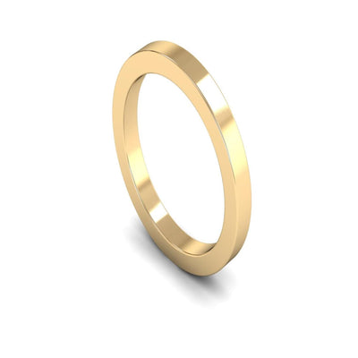 14ct Yellow Gold Flat Wedding Ring 2.5mm - Heavy Weight