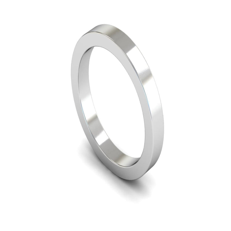 Platinum Flat Wedding Ring 3mm - Heavy Weight