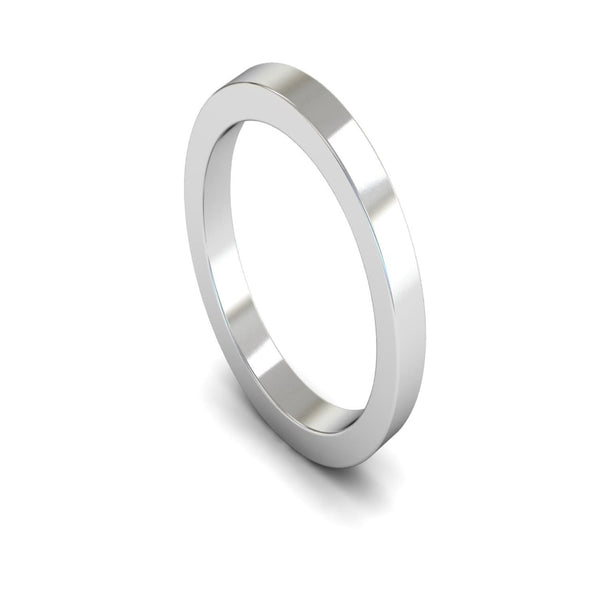 9ct White Gold Flat Wedding Ring 3mm - Heavy Weight