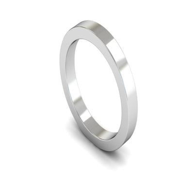 14ct White Gold Flat Wedding Ring 3mm - Heavy Weight
