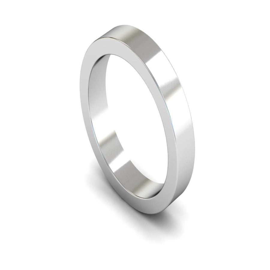 14ct White Gold Flat Wedding Ring 4mm - Heavy Weight