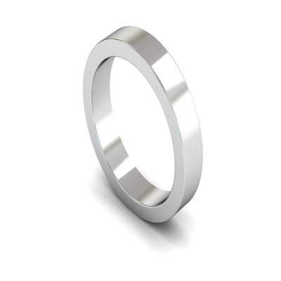 9ct White Gold Flat Wedding Ring 4mm - Heavy Weight