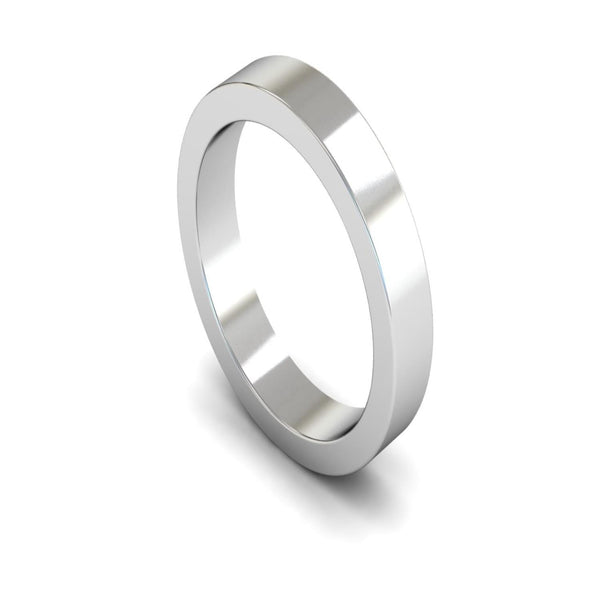 9ct White Gold Flat Wedding Ring 4mm - Heavy Weight