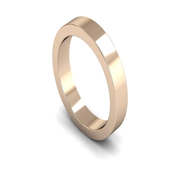 14ct Rose Gold Flat Wedding Ring 4mm - Heavy Weight