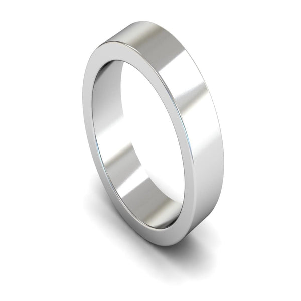 9ct White Gold Flat Wedding Ring 6mm - Heavy Weight