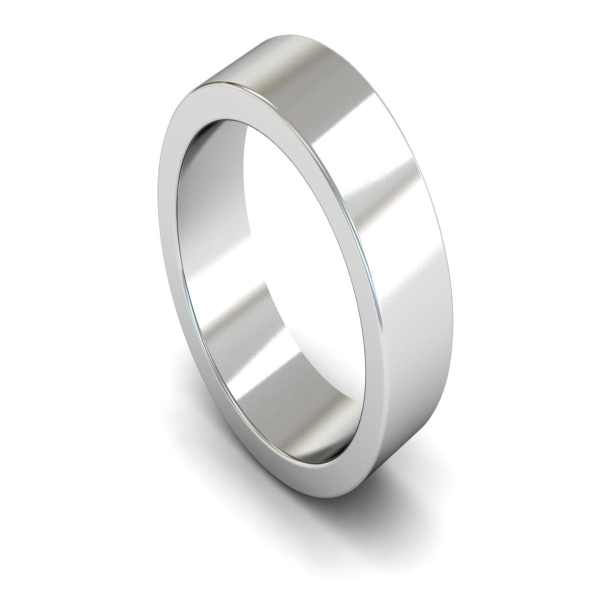 9ct White Gold Flat Wedding Ring 7mm - Heavy Weight