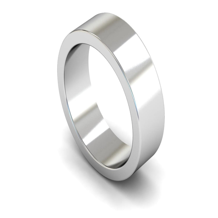 18ct White Gold Flat Wedding Ring 7mm - Heavy Weight