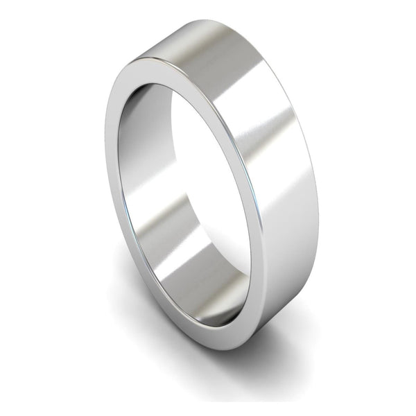 9ct White Gold Flat Wedding Ring 8mm - Heavy Weight