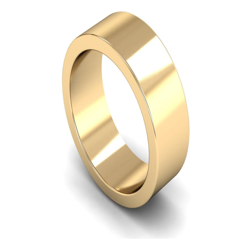 14ct Yellow Gold Flat Wedding Ring 8mm - Heavy Weight