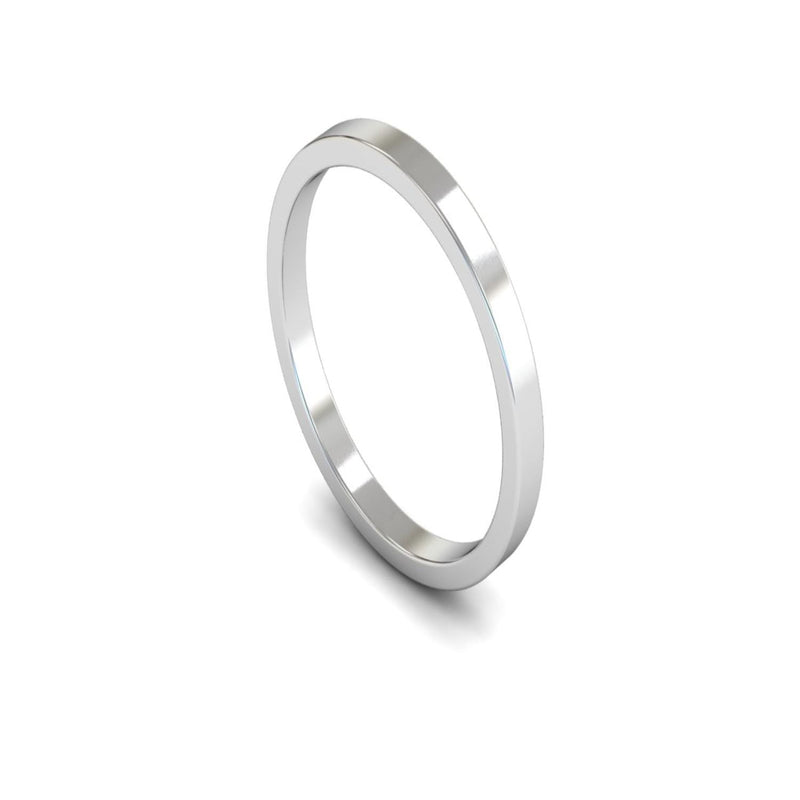 Platinum Flat Wedding Ring 2mm - Light Weight