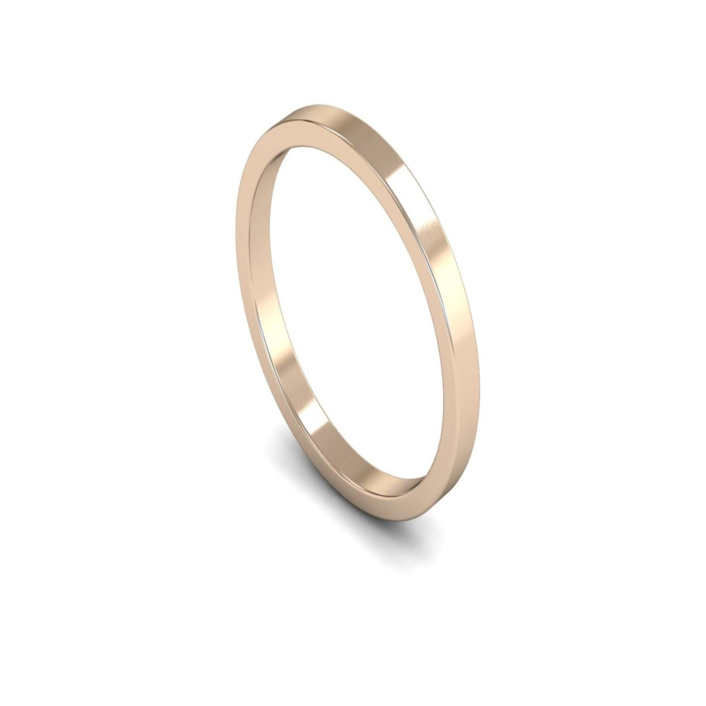 9ct Rose Gold Flat Wedding Ring 2mm - Light Weight