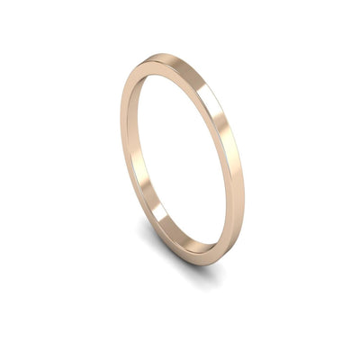 9ct Rose Gold Flat Wedding Ring 2mm - Light Weight