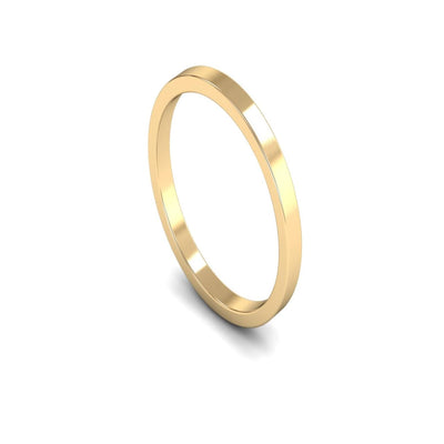 14ct Yellow Gold Flat Wedding Ring 2mm - Light Weight