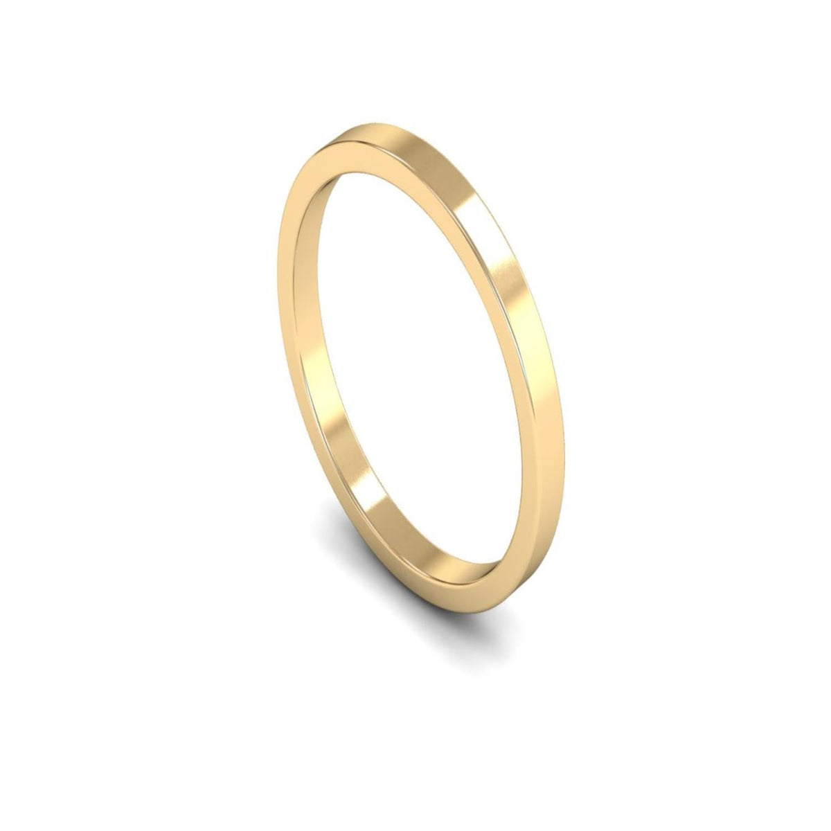 9ct Yellow Gold Flat Wedding Ring 2mm - Light Weight