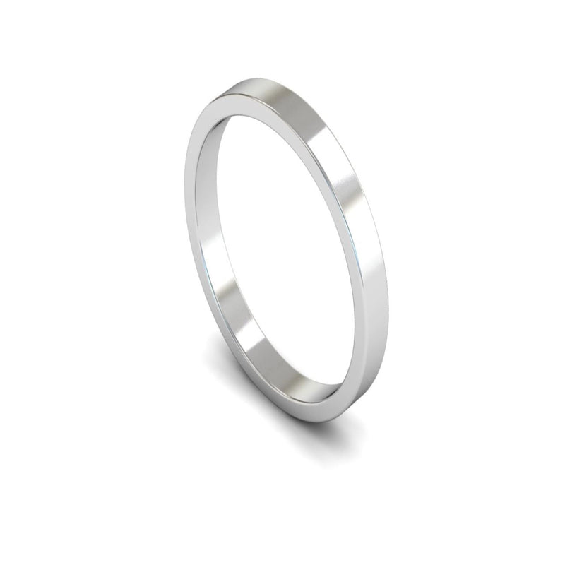 Platinum Flat Wedding Ring 2.5mm - Light Weight