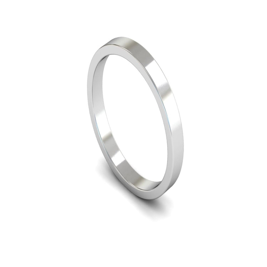 18ct White Gold Flat Wedding Ring 2.5mm - Light Weight