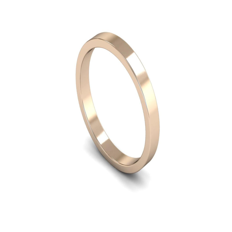 18ct Rose Gold Flat Wedding Ring 2.5mm - Light Weight