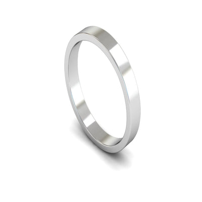 Platinum Flat Wedding Ring 3mm - Light Weight