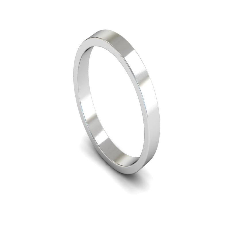 Platinum Flat Wedding Ring 3mm - Light Weight