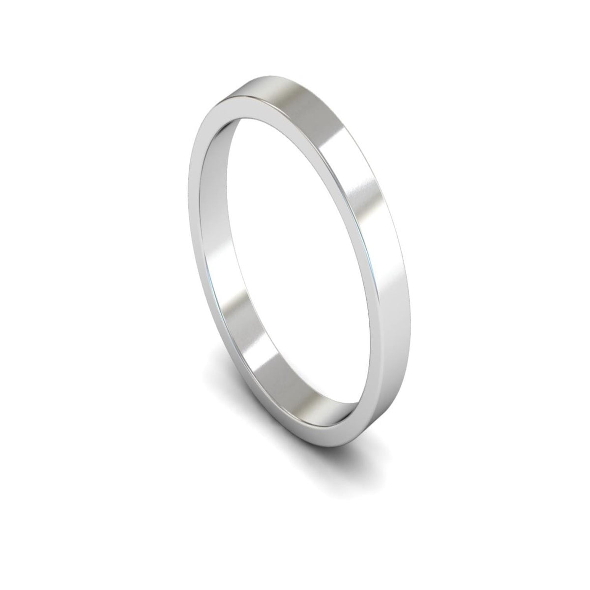 14ct White Gold Flat Wedding Ring 3mm - Light Weight