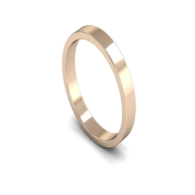 9ct Rose Gold Flat Wedding Ring 3mm - Light Weight