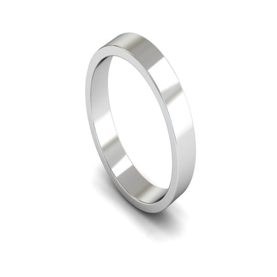 18ct White Gold Flat Wedding Ring 4mm - Light Weight