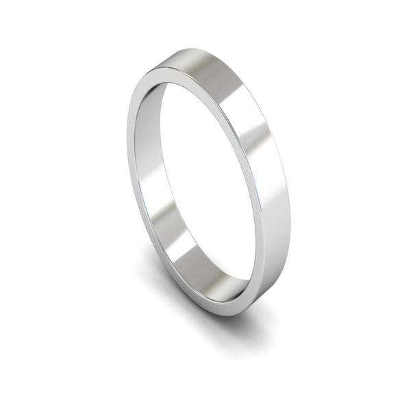 14ct White Gold Flat Wedding Ring 4mm - Light Weight