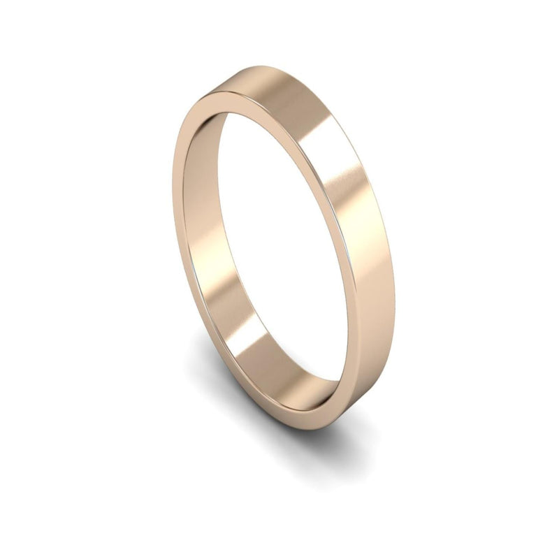 18ct Rose Gold Flat Wedding Ring 4mm - Light Weight