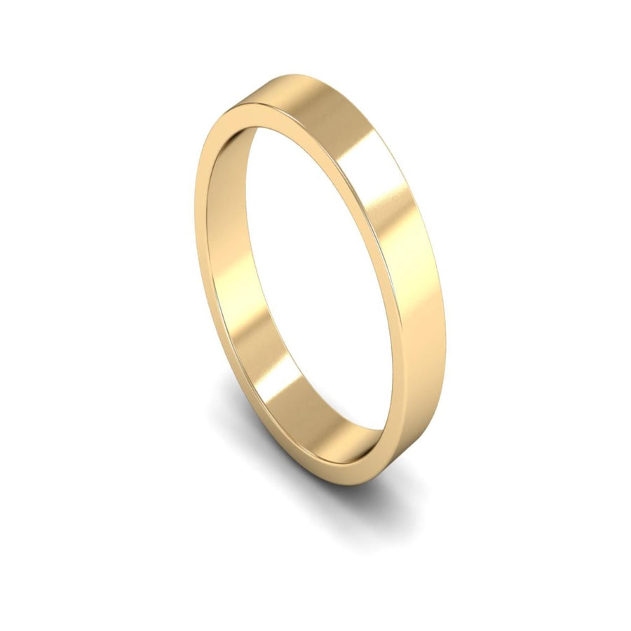 9ct Yellow Gold Flat Wedding Ring 4mm - Light Weight