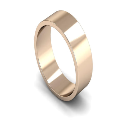 9ct Rose Gold Flat Wedding Ring 7mm - Light Weight