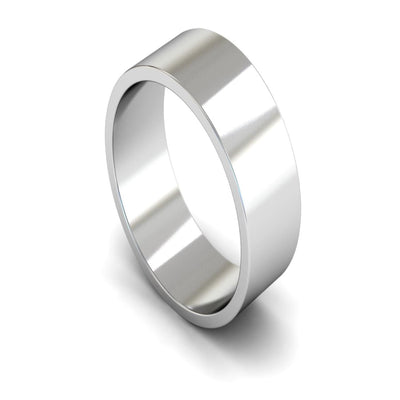 9ct White Gold Flat Wedding Ring 8mm - Light Weight