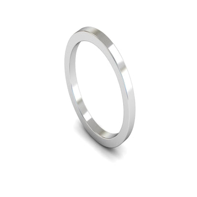 Platinum Flat Wedding Ring 2mm - Medium Weight