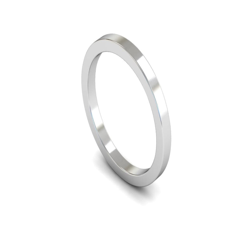 Platinum Flat Wedding Ring 2mm - Medium Weight