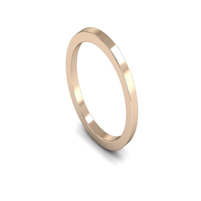 9ct Rose Gold Flat Wedding Ring 2mm - Medium Weight
