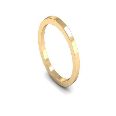 14ct Yellow Gold Flat Wedding Ring 2mm - Medium Weight