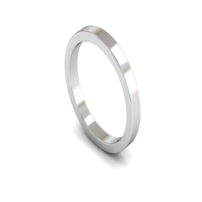 Platinum Flat Wedding Ring 2.5mm - Medium Weight