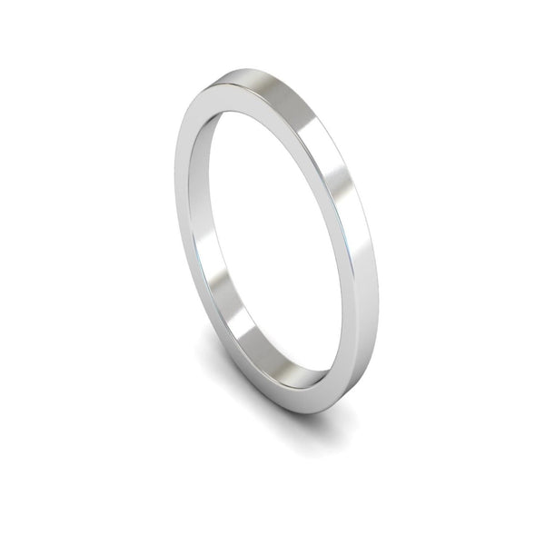 9ct White Gold Flat Wedding Ring 2.5mm - Medium Weight