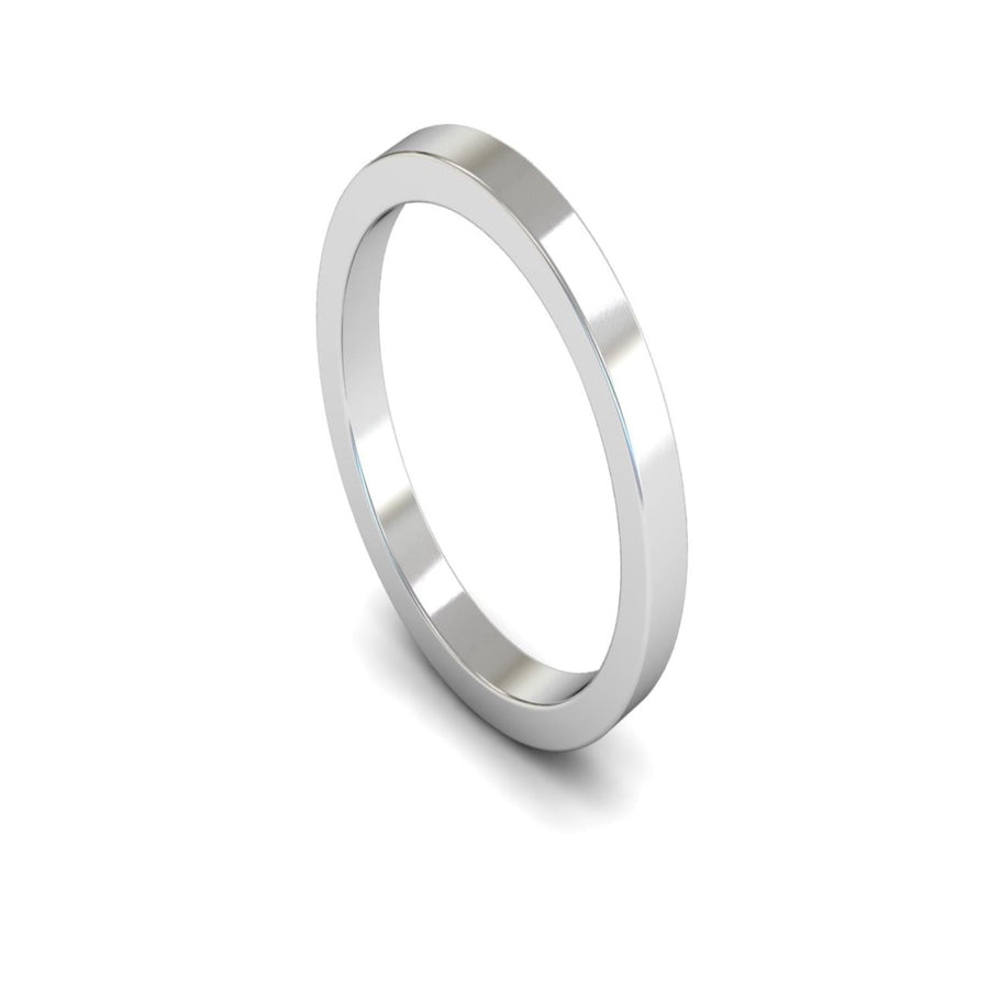 18ct White Gold Flat Wedding Ring 2.5mm - Medium Weight
