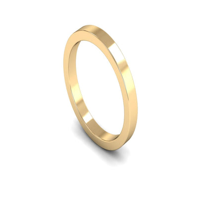 14ct Yellow Gold Flat Wedding Ring 2.5mm - Medium Weight