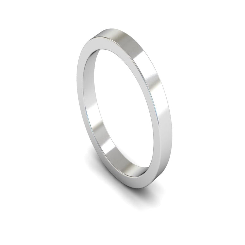 Platinum Flat Wedding Ring 3mm - Medium Weight