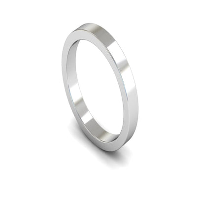 9ct White Gold Flat Wedding Ring 3mm - Medium Weight