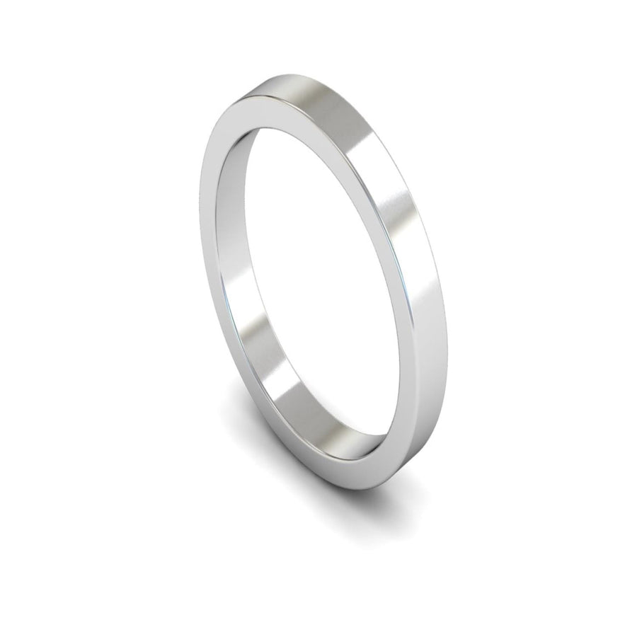 14ct White Gold Flat Wedding Ring 3mm - Medium Weight
