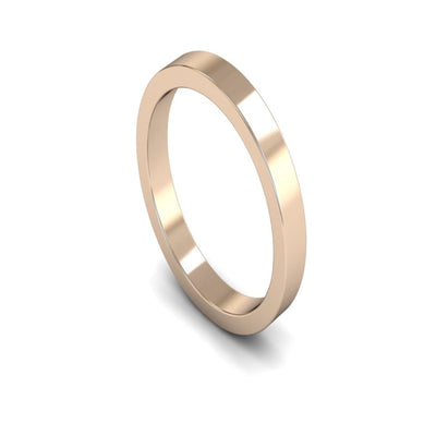 9ct Rose Gold Flat Wedding Ring 3mm - Medium Weight