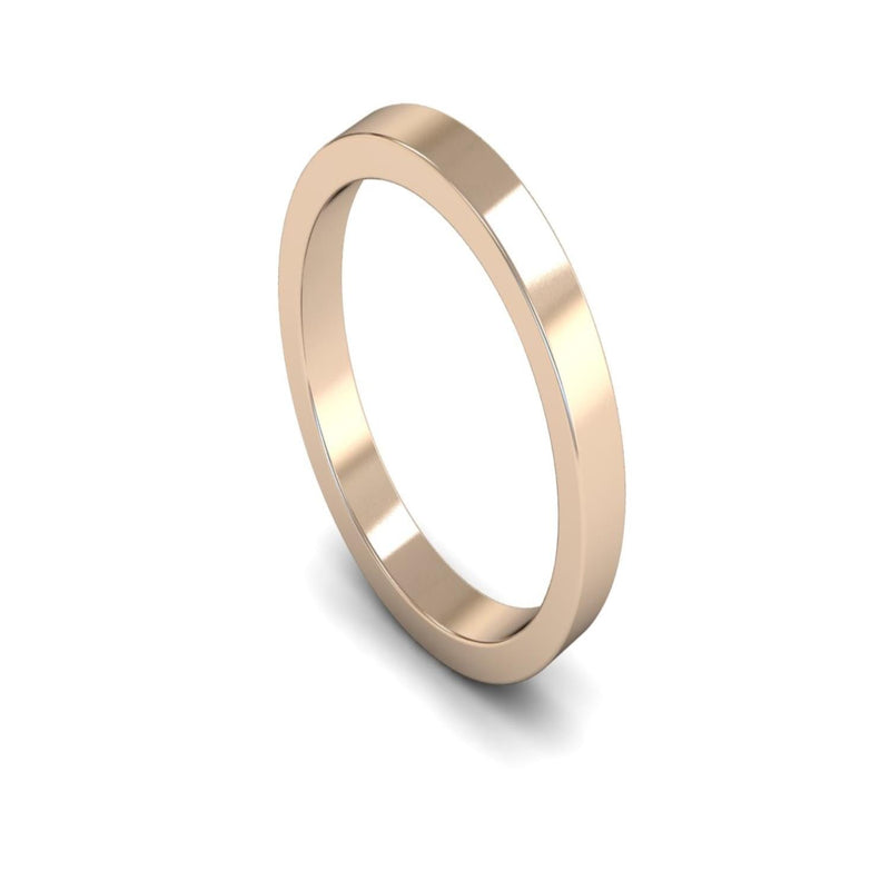 14ct Rose Gold Flat Wedding Ring 3mm - Medium Weight
