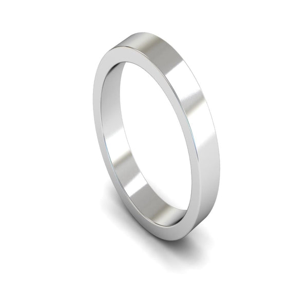 Platinum Flat Wedding Ring 4mm - Medium Weight